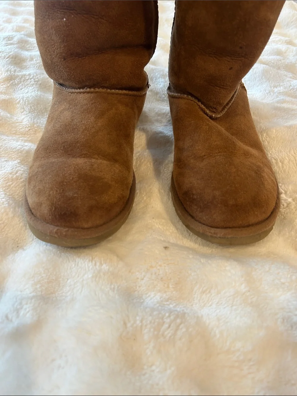 UGG Tall Shearling-Lined Suede Boots in Chestnut